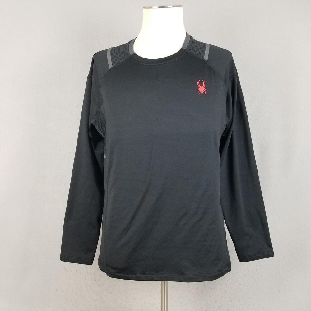 Spyder Active Shirt Mens Medium Black‎ Long Sleeve Performance Base Layer Top
